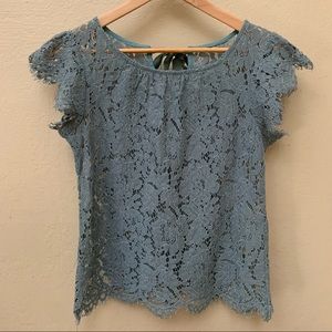 Small Delicate Gray See Through Floral Blouse